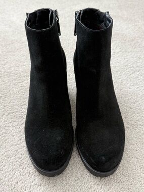 Blondo Black Suede Ankle Booties with double Side Zip